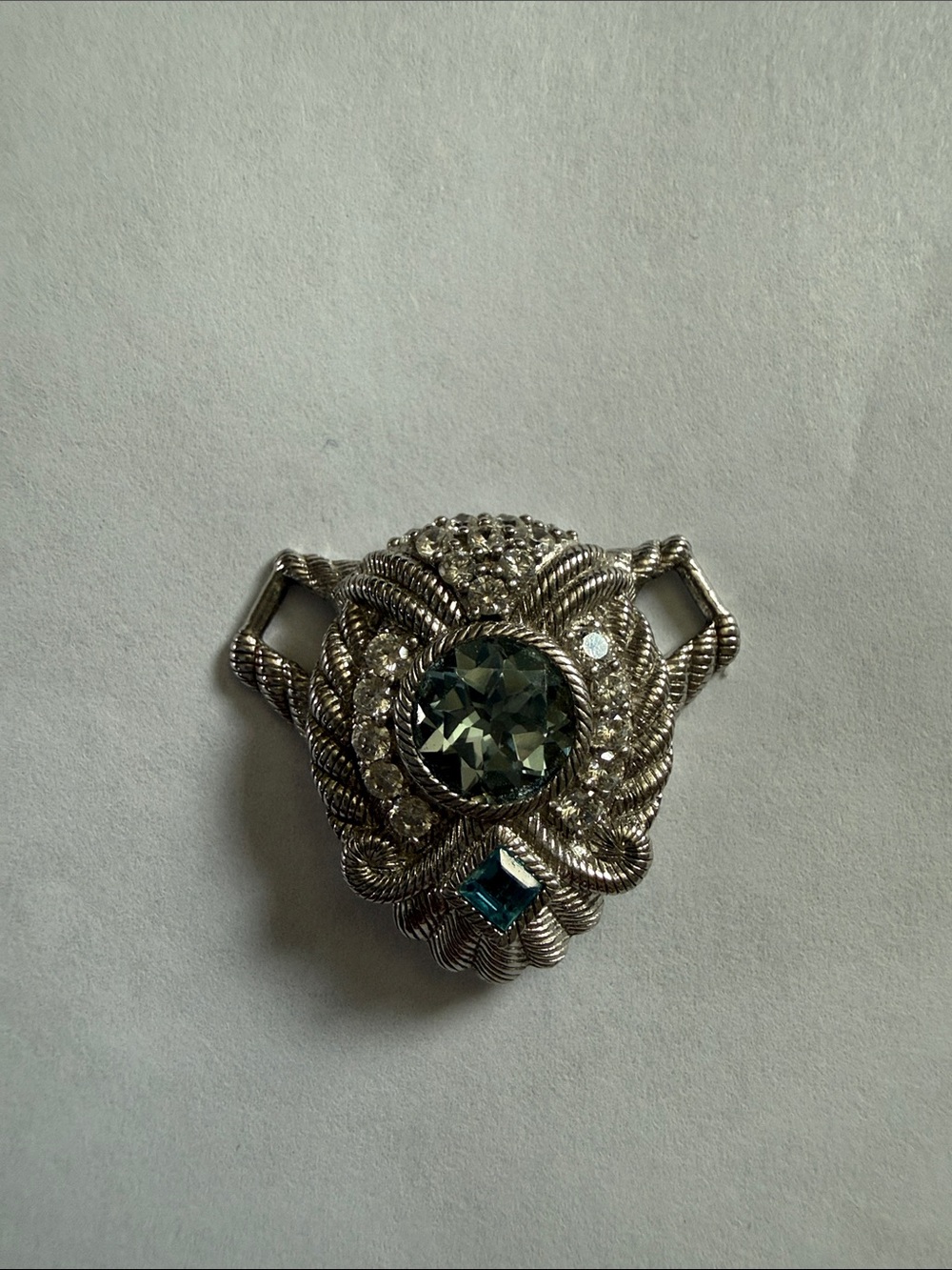 Judith Ripka Silver-Tone Pendant/Enhancer featuring Blue Topaz CZ Stones